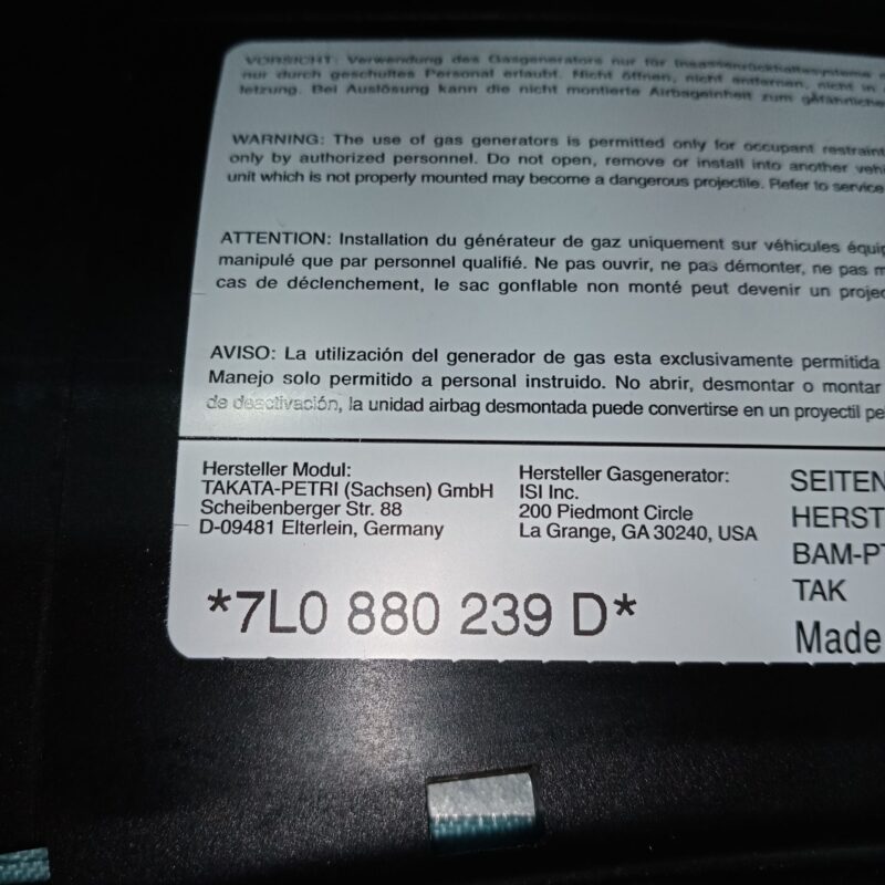 Airbag scaun stanga fata Porsche Cayenne VW Touareg 2002 – 2010